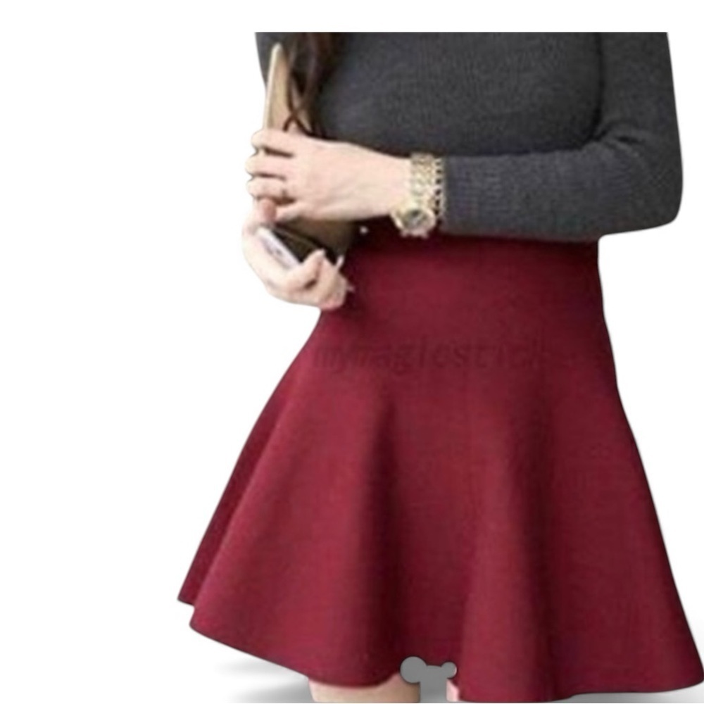 Zara Basic Knit Collection Flair Skirt in Garnet| Zara Holiday Basics